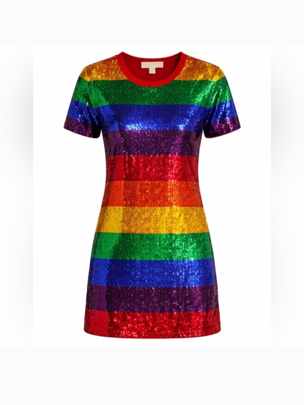 Michael Kors Rainbow Sequin Stripe Mini Jersey Dress Size XS